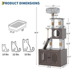 Multi-Level Cat Tree Tower with Enclosed Litter Box