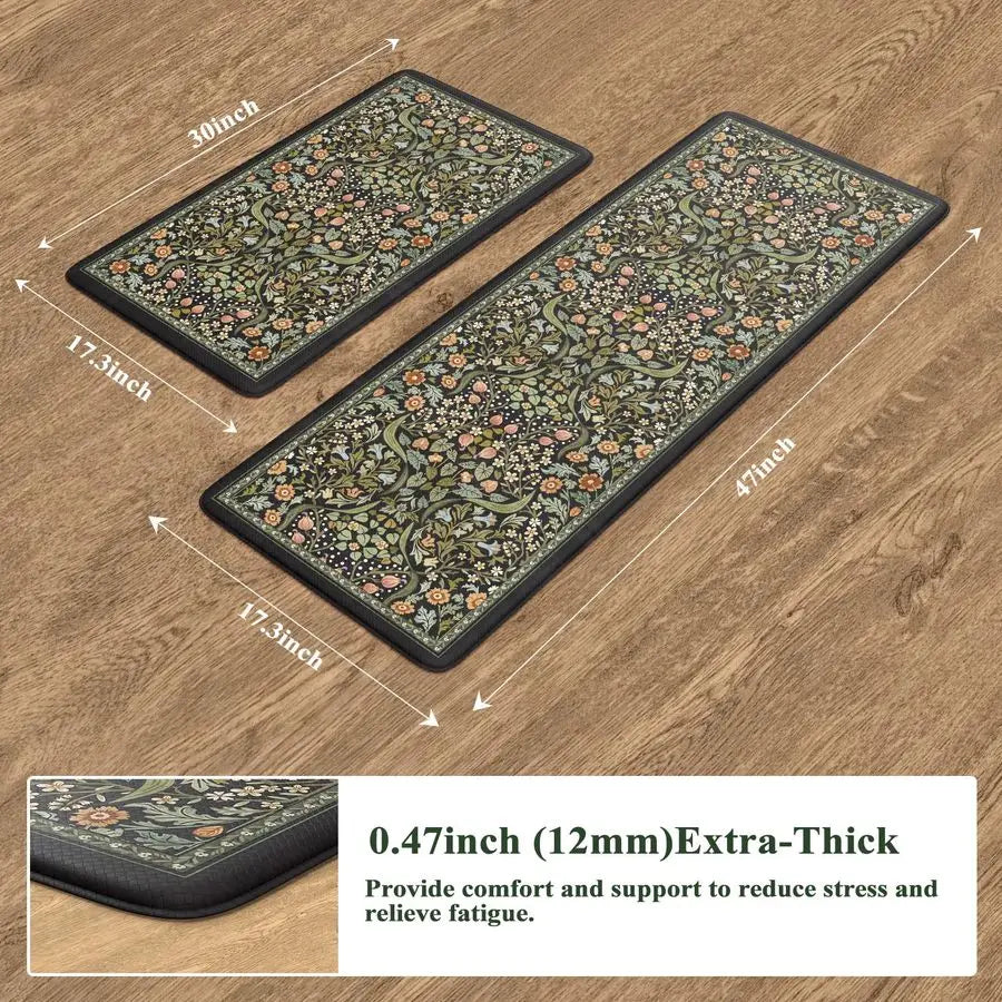 2 pc Anti Fatigue Mat Non Slip Waterproof Kitchen Rug