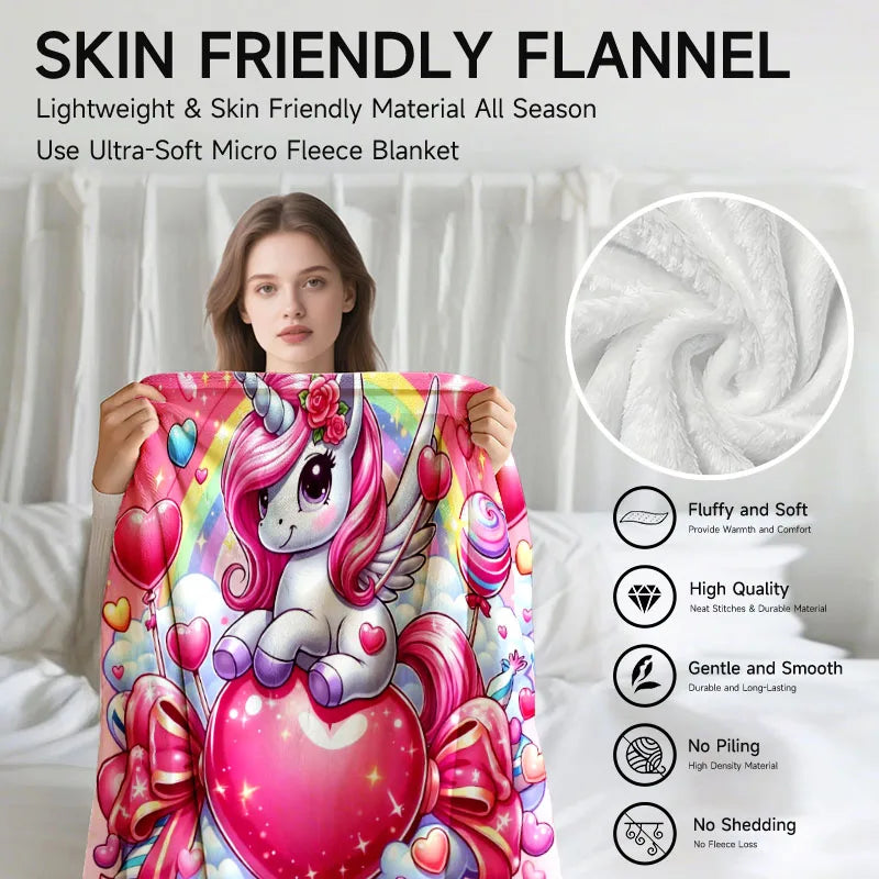 Unicorn flannel blanket