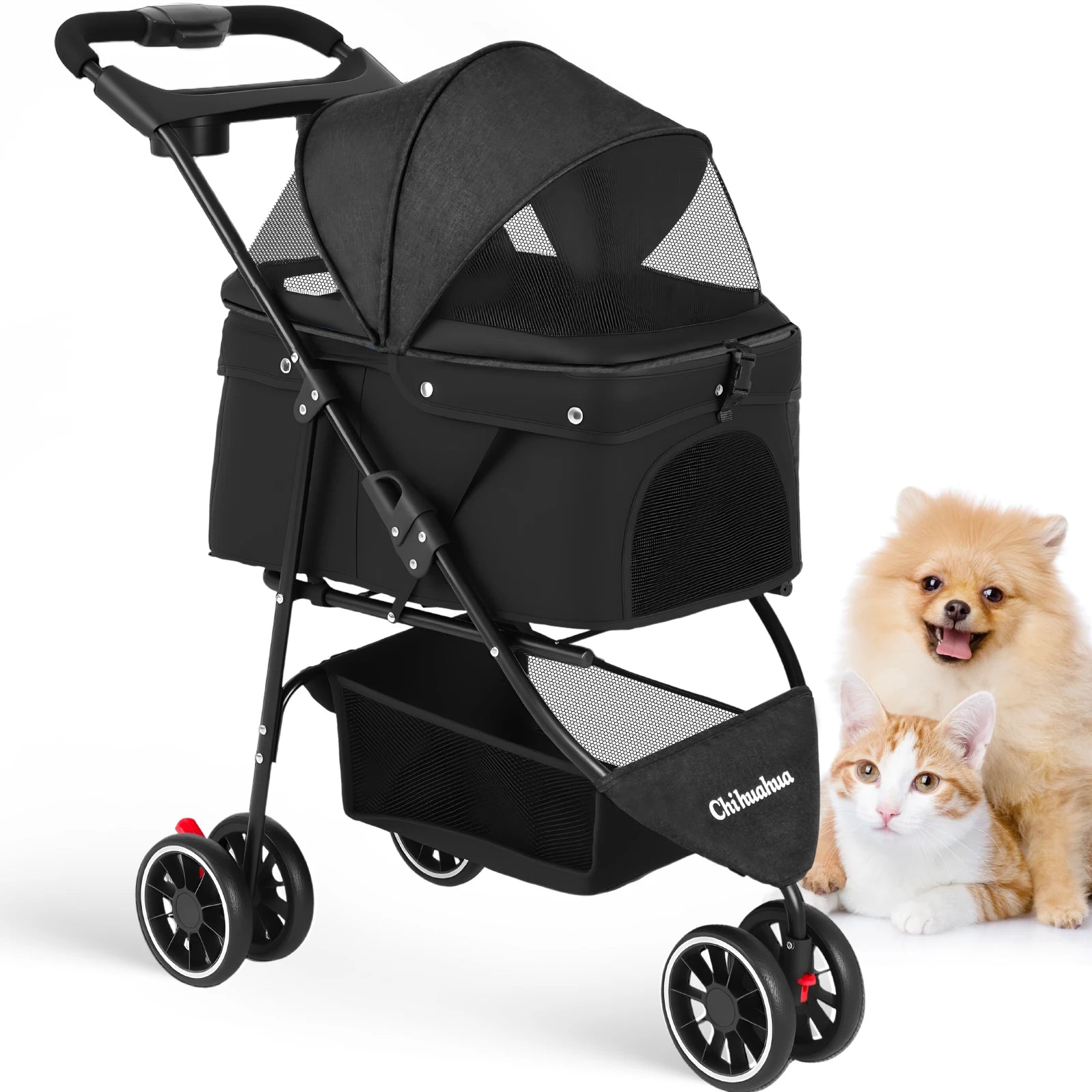 Pet Stroller For Small Puppy Dogs & Cats Travel