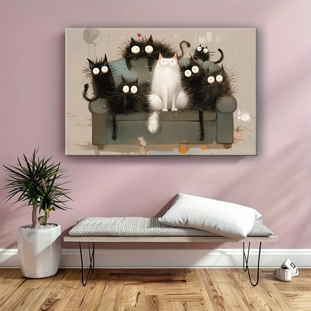 Humorous cartoon cat art