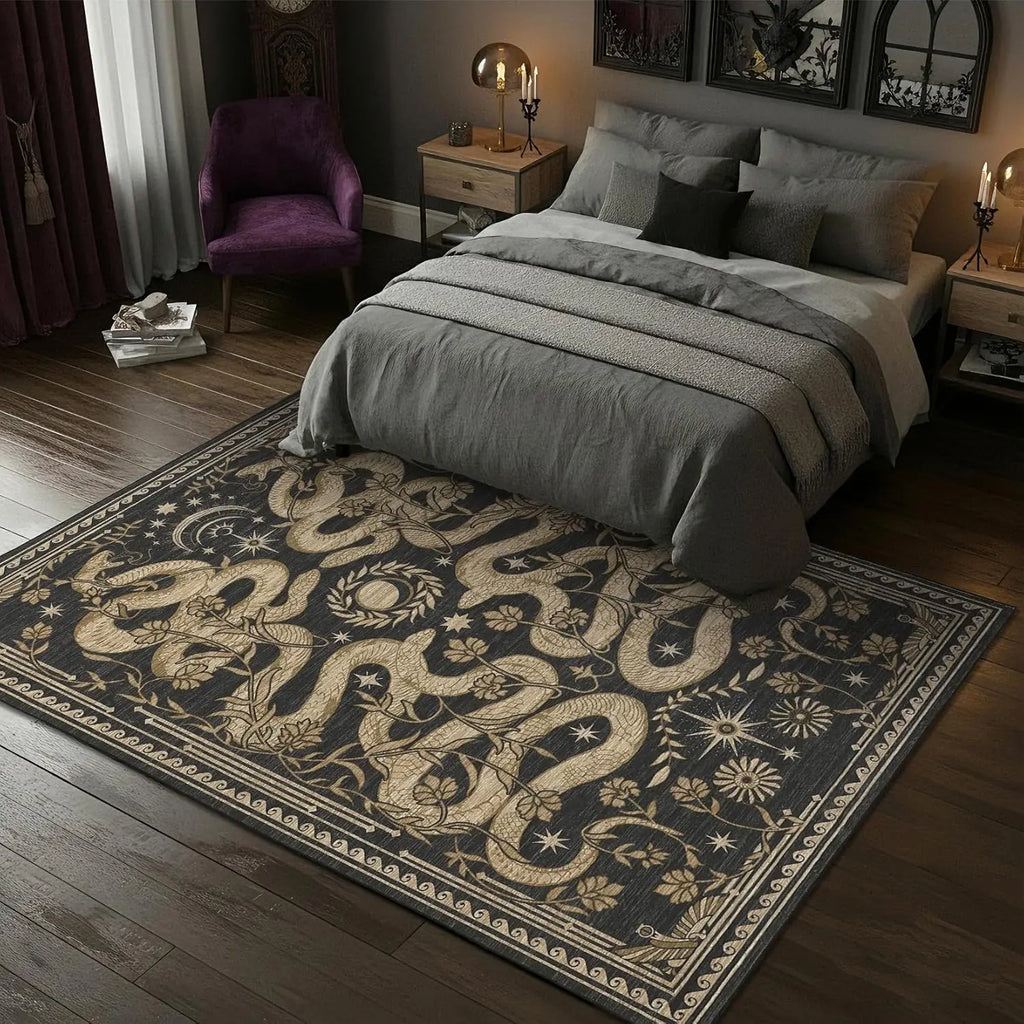 Washable Rug, Non-Slip Snake design