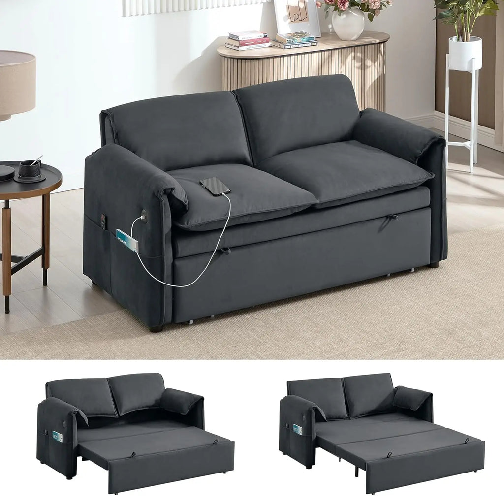 3 in 1 Convertible Sleeper Sofa Bed with Adjustable Backrest