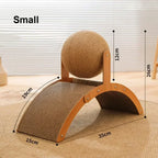 2 In 1 Cat Scratching Ball Wooden, Cat Scratcher Sisal Scratch Board, Wear-Resistant Grinding Paw Toy, Solid Wood Scraper for Cats