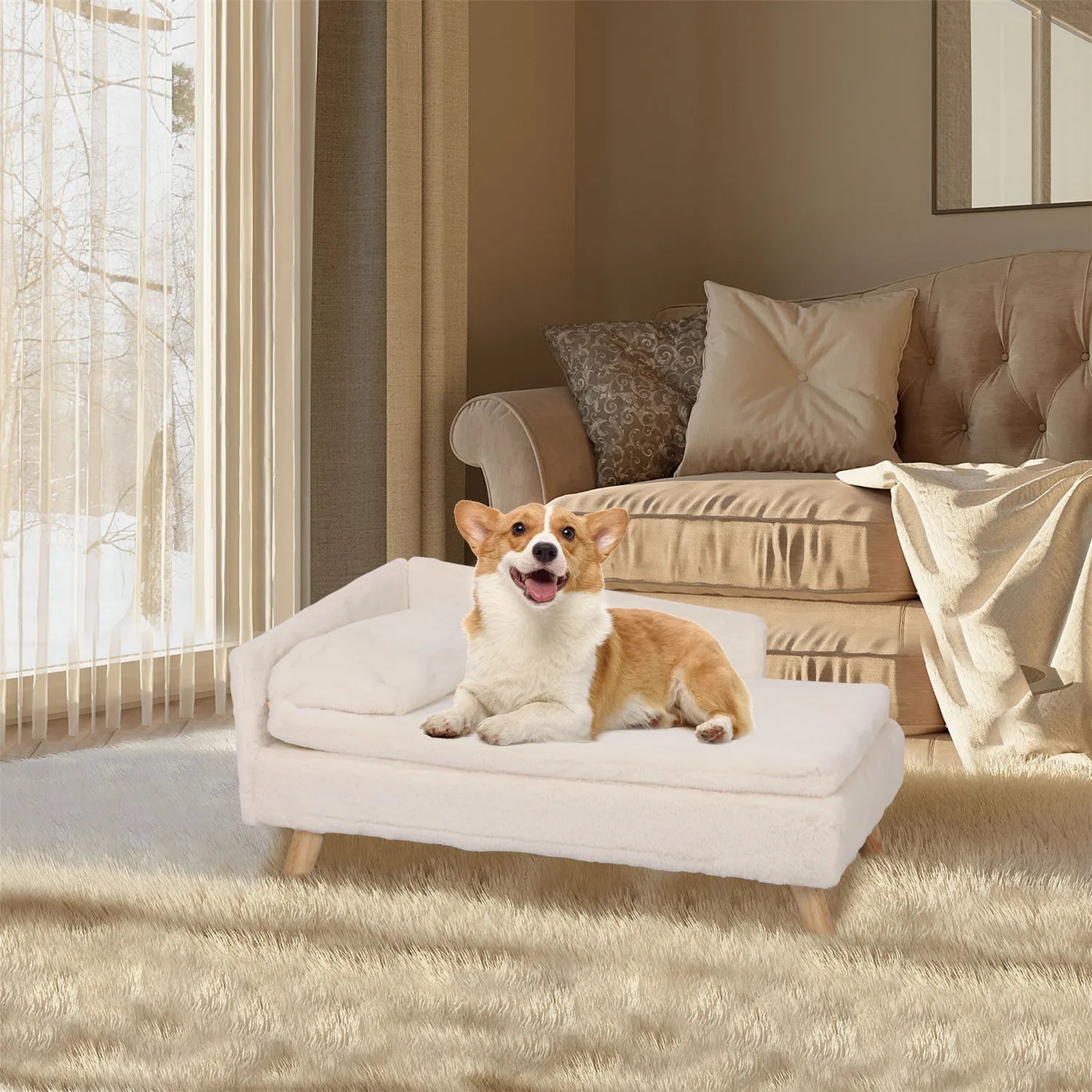Elevated Pet Bed with Sturdy Wood Legs for Small Animal