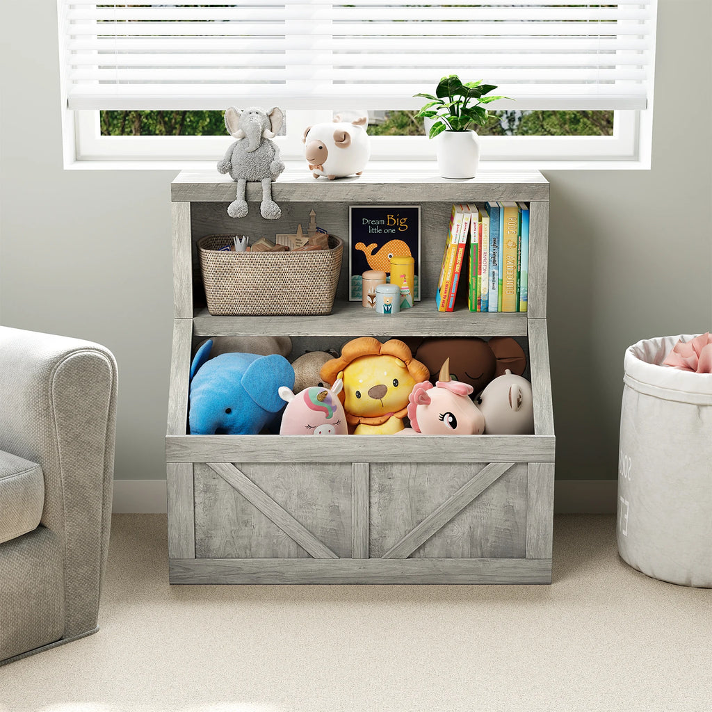 Bookshelf and Wooden Toy Storage Organizer