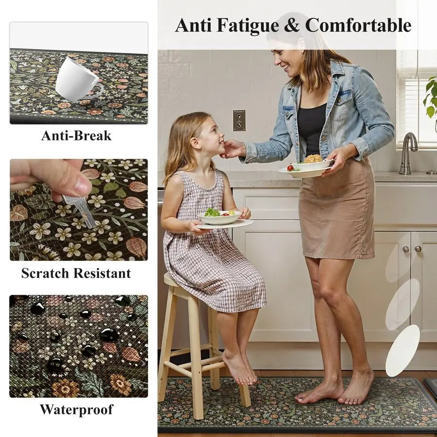 2 pc Anti Fatigue Mat Non Slip Waterproof Kitchen Rug