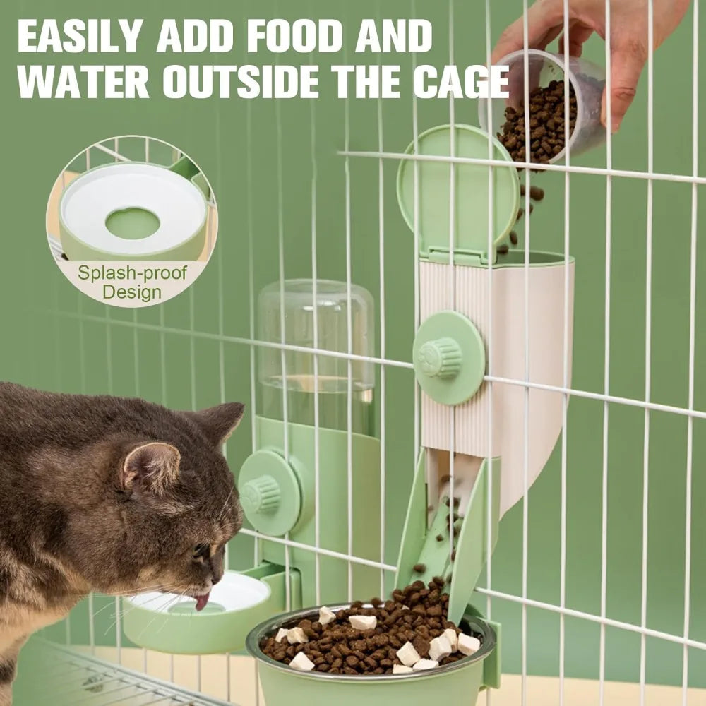 Hanging Automatic Pet Feeder with 30oz Bowl and 500ml Water Dispenser