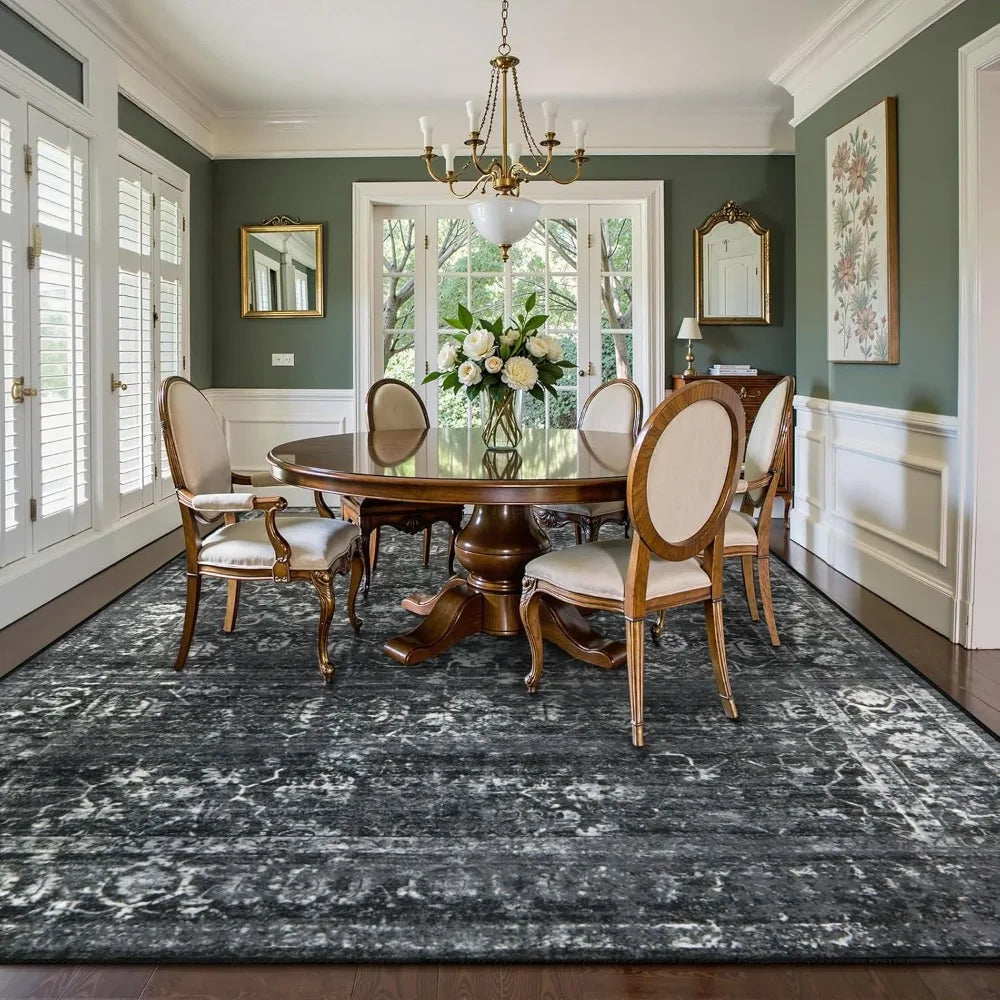 Boho Black Dining Room Rug
