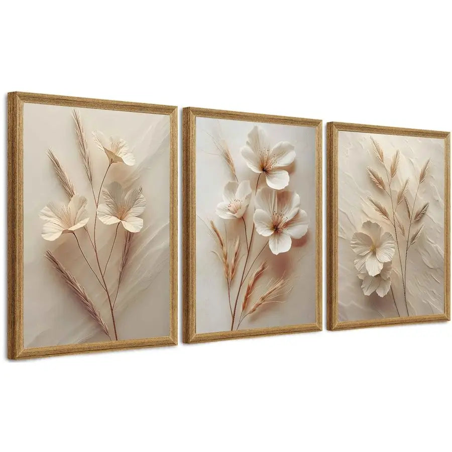 3Pcs Framed Floral Canvas Wall art