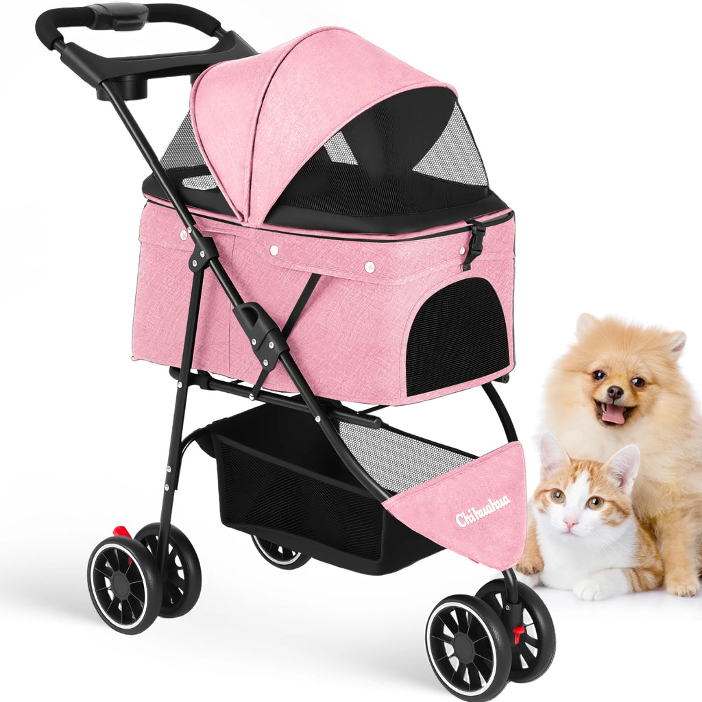 Pet Stroller For Small Puppy Dogs & Cats Travel