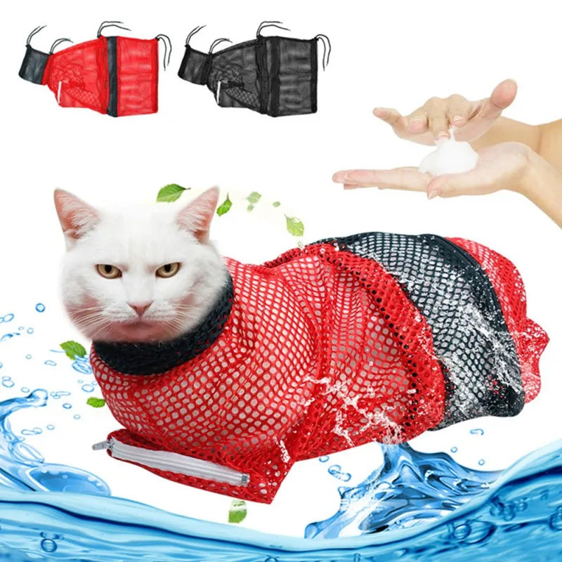 Cat Bathing Grooming Shower Bag Adjustable Cat Restraint