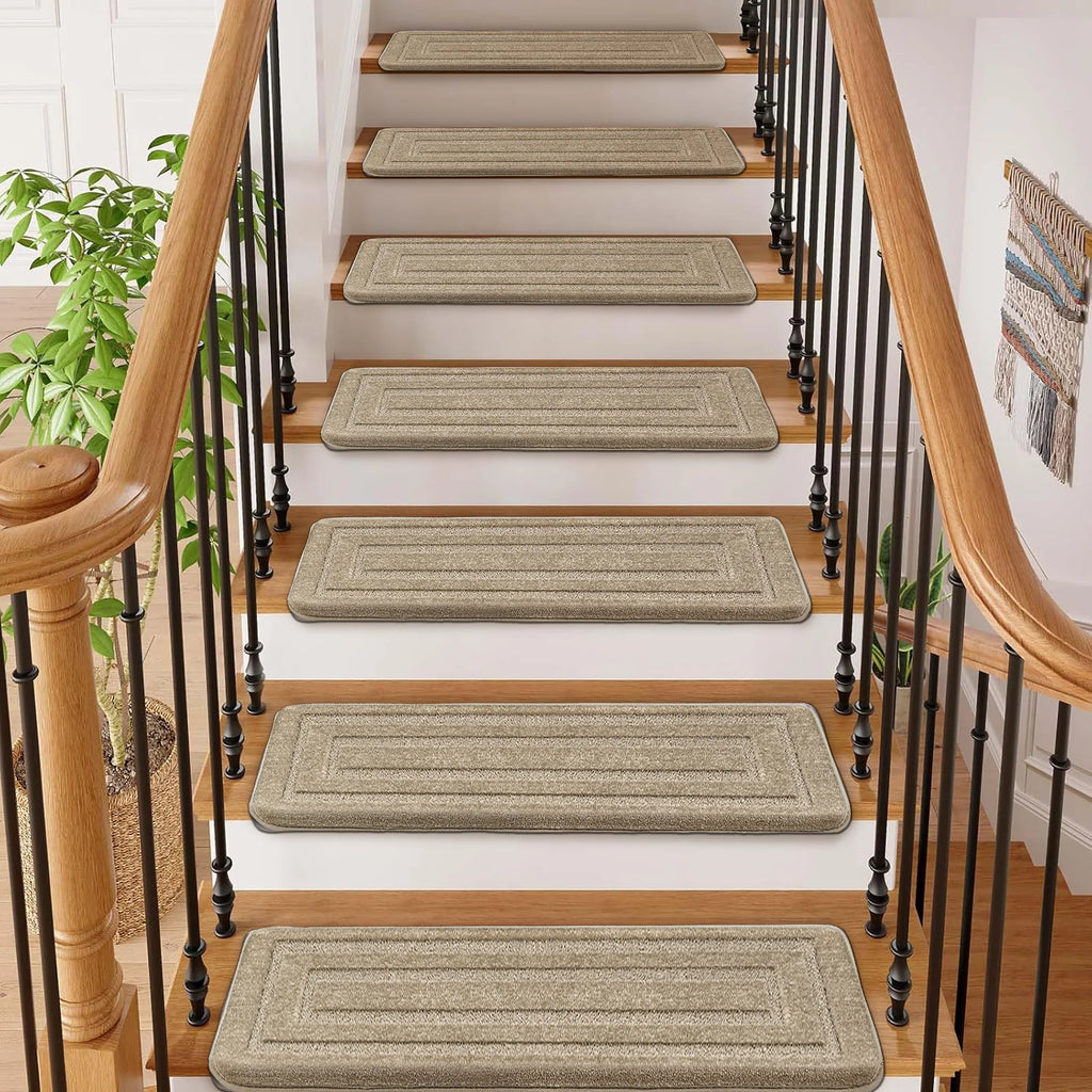 Carpet Stair Treads Set -Non-Slip, Skid Resistant, Washable, Reusable