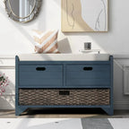 Wood Storage Ottoman with Removable Basket and 2 Drawers