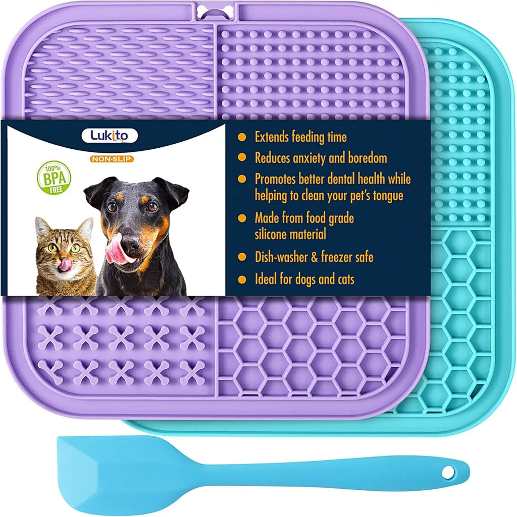 2-Pack Pet Lick Mat with Suction Cups