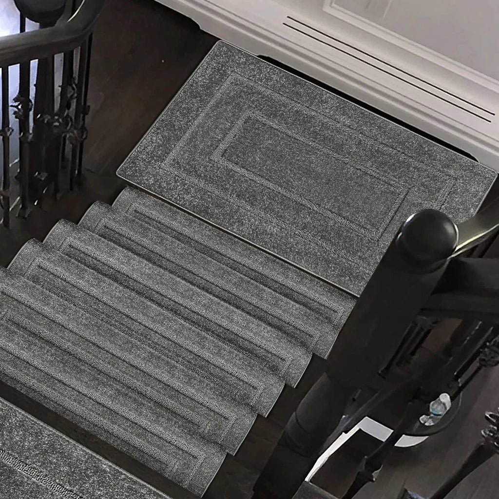 Carpet Stair Treads Set -Non-Slip, Skid Resistant, Washable, Reusable