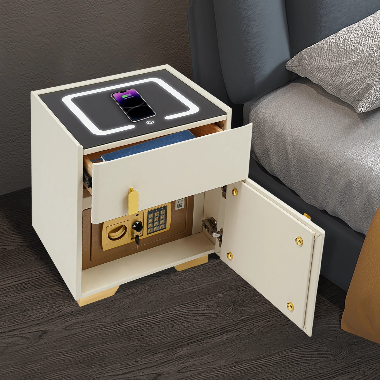 Smart Nightstand w/ Drawer & Safe