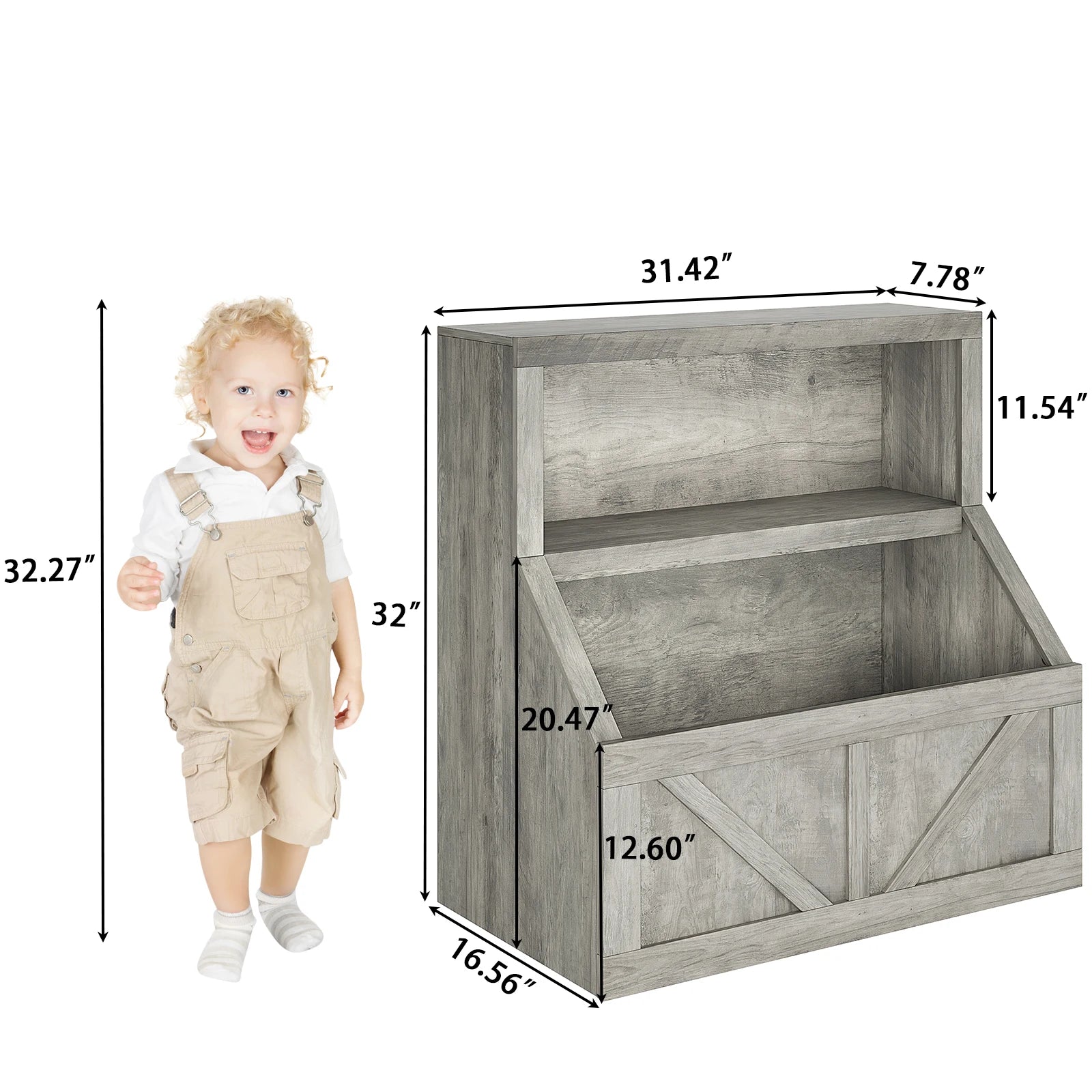Bookshelf and Wooden Toy Storage Organizer