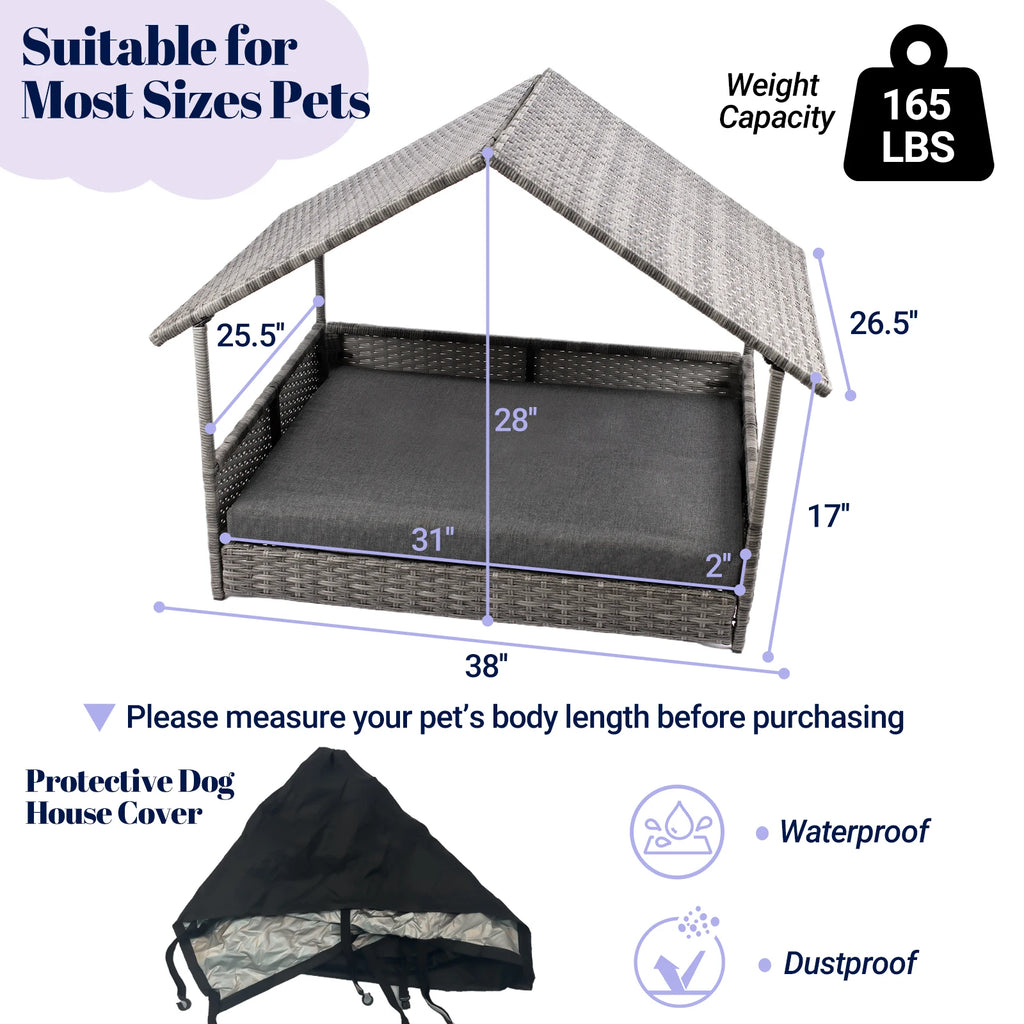 Wicker Dog House with pad