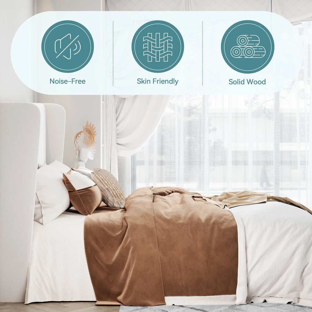 Velvet Upholstered Bed Frame with backboard