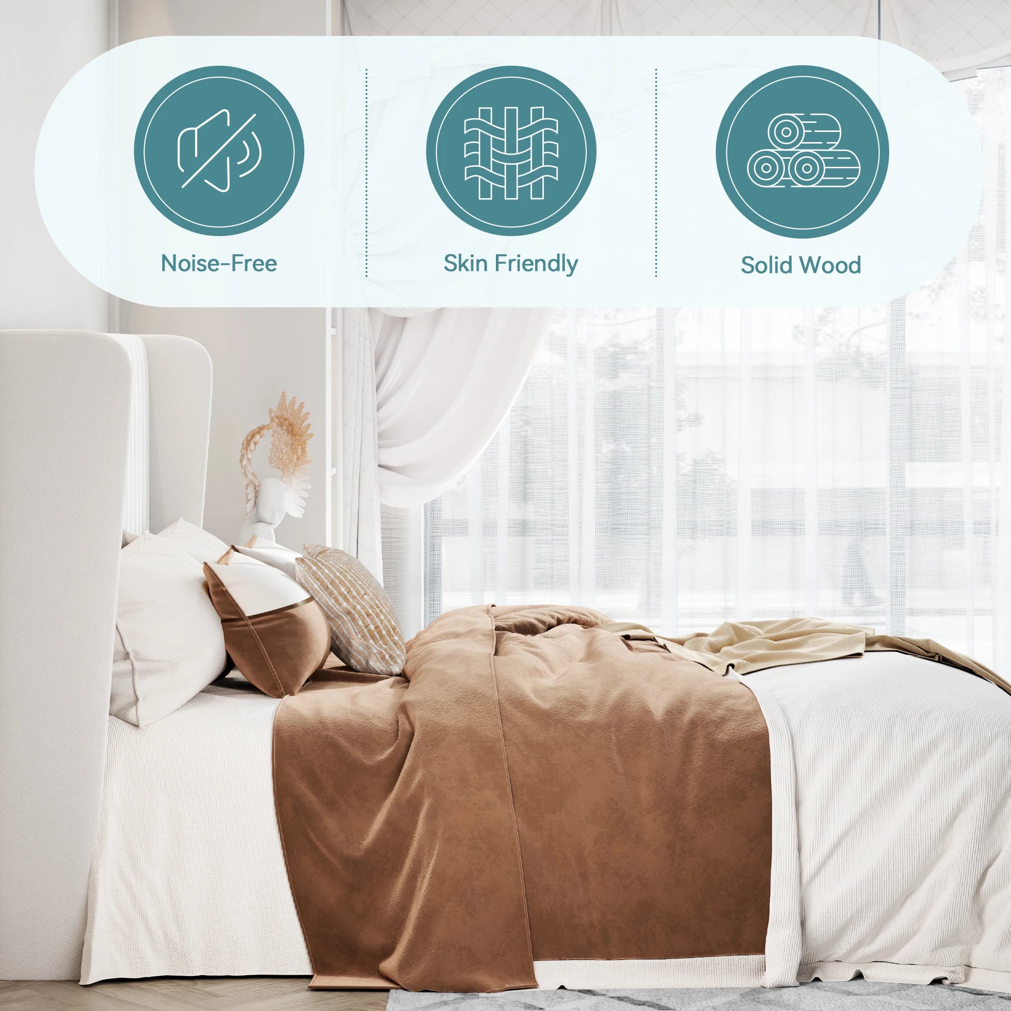 Velvet Upholstered Bed Frame with backboard