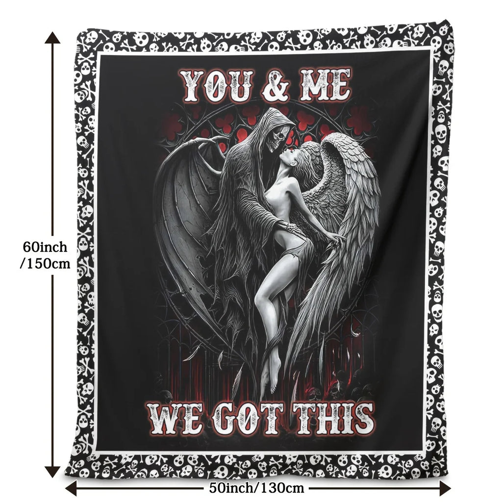 Skull and Angel Fleece Throw Blanket