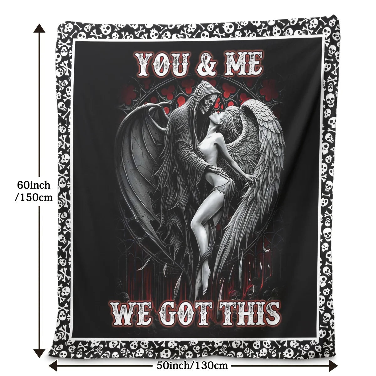 Skull and Angel Fleece Throw Blanket