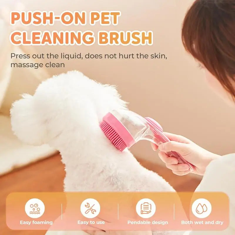 Pet Bath Brush 2 in 1 Pet Bath Brush with Built-in Shampoo Dispenser