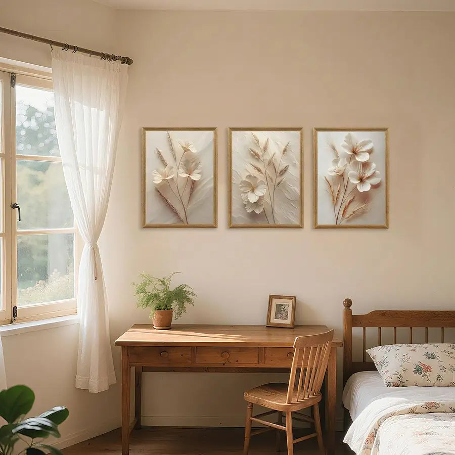 3Pcs Framed Floral Canvas Wall art