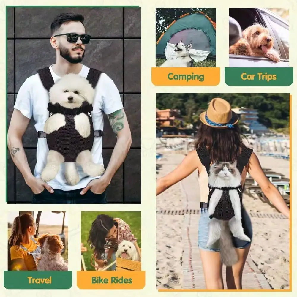 Portable Mesh Pet Carrier Backpack for Small Dogs & Cats