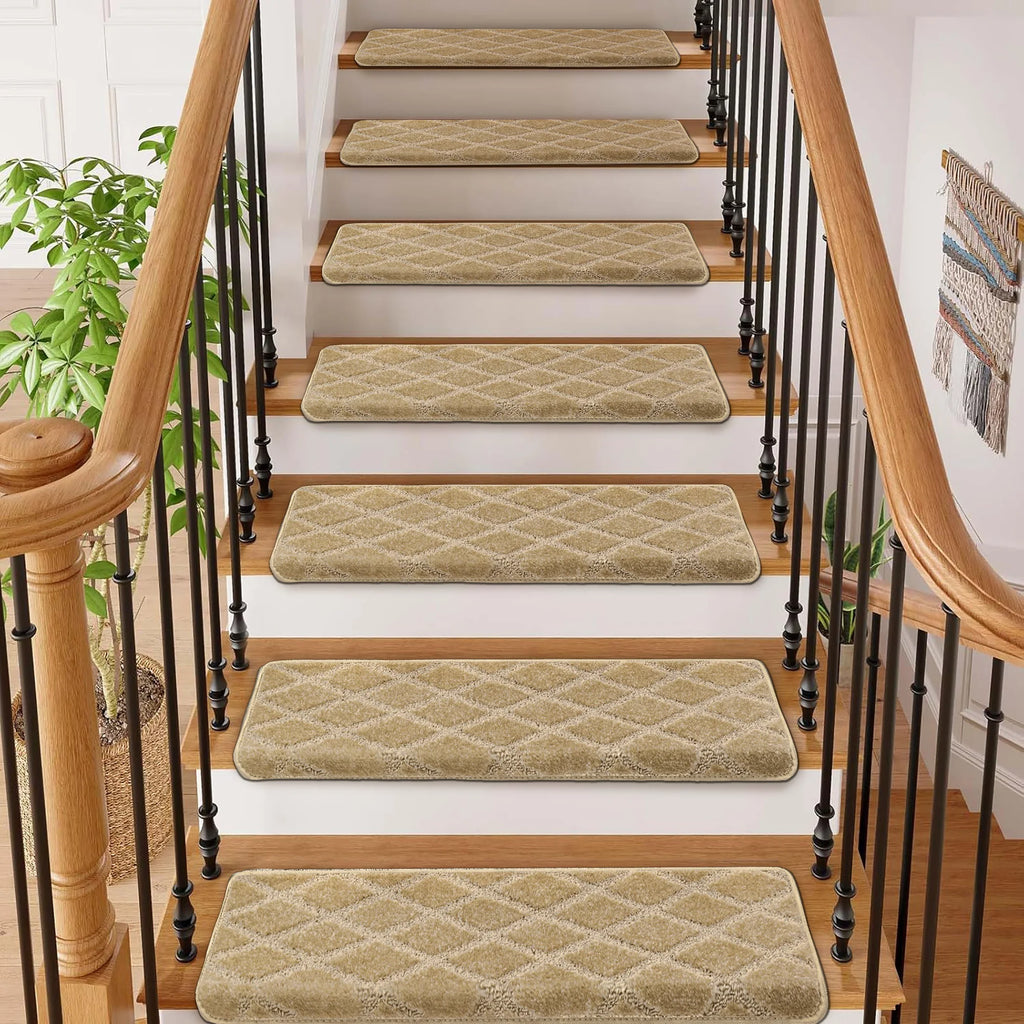 Carpet Stair Treads Set -Non-Slip, Skid Resistant, Washable, Reusable