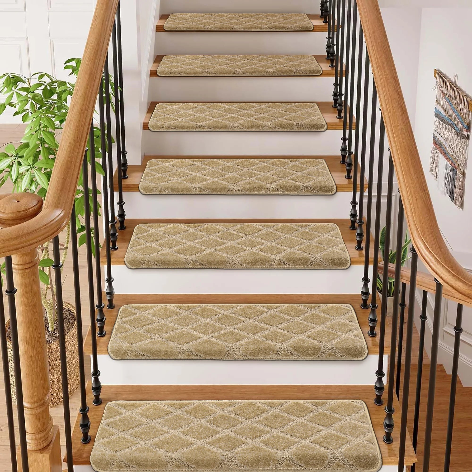 Carpet Stair Treads Set -Non-Slip, Skid Resistant, Washable, Reusable