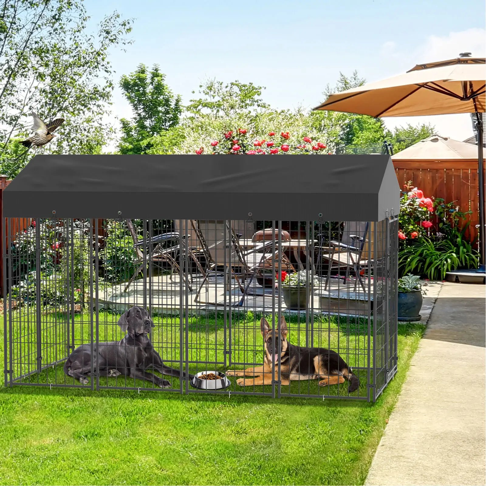 Pet Playpen with Roof, for Outdoor Pet Kennel