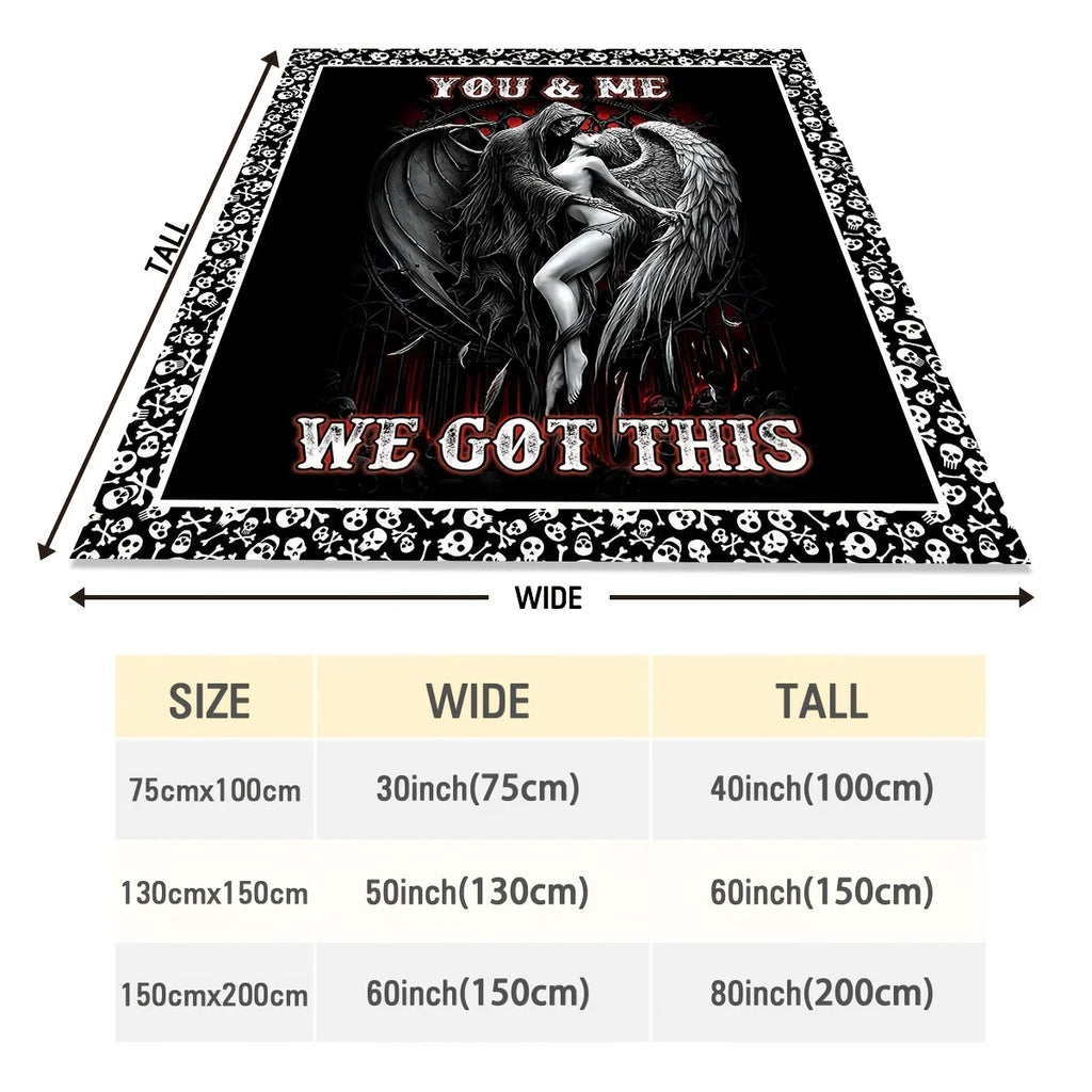 Skull and Angel Fleece Throw Blanket