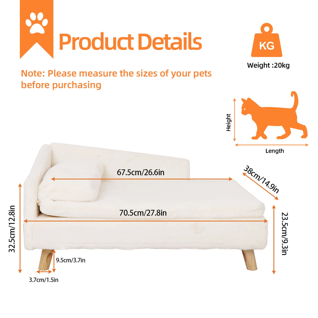 Elevated Pet Bed with Sturdy Wood Legs for Small Animal