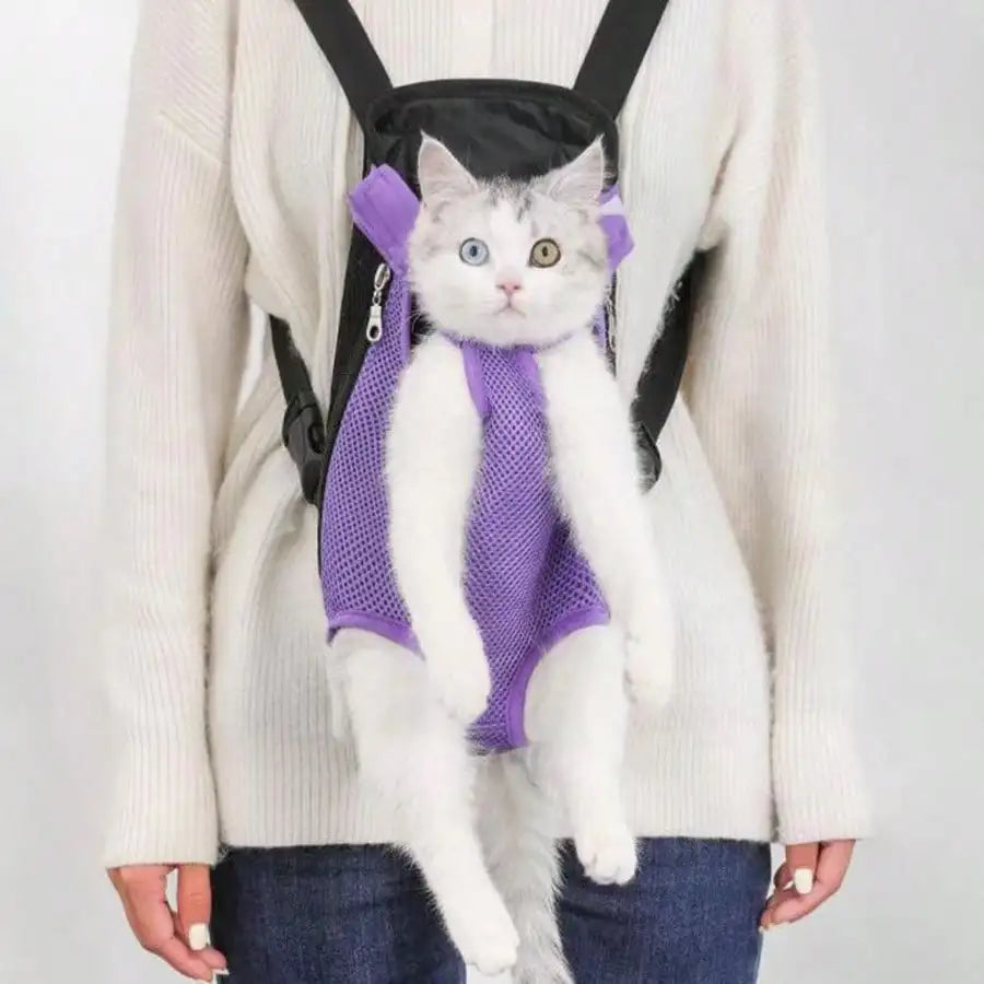 Portable Mesh Pet Carrier Backpack for Small Dogs & Cats