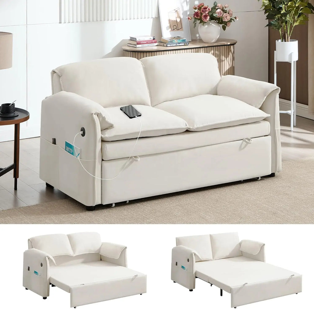 3 in 1 Convertible Sleeper Sofa Bed with Adjustable Backrest